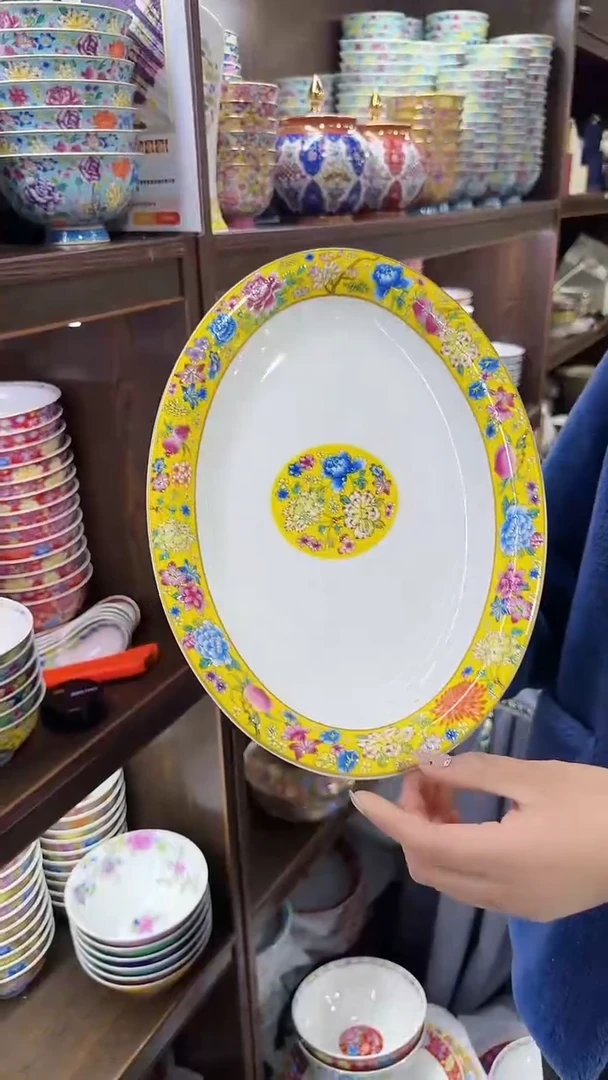 【闪购商品】瓷片12英寸鱼盘1个景德镇陶瓷【秦坊】