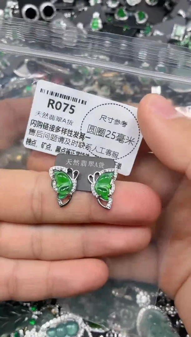 翡翠未镶嵌颈饰R075耳钉