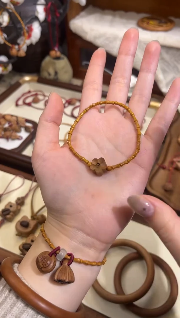 手串桃核【桃缘行】竹节「小花」桃木桃核辟、挡、驱、护 备注手围