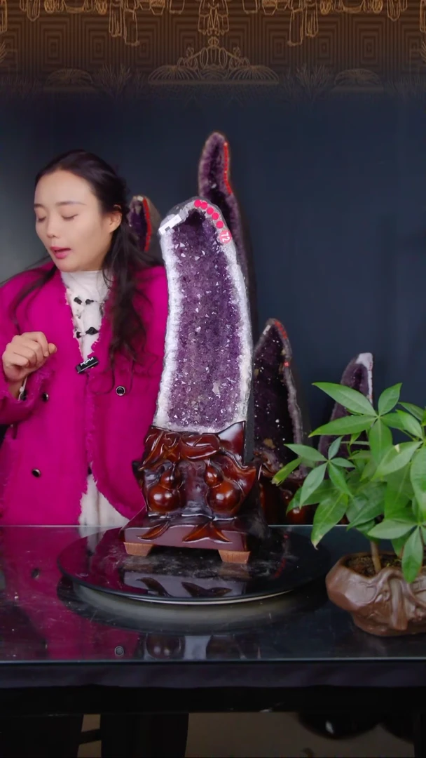 石材天然紫水晶摆件