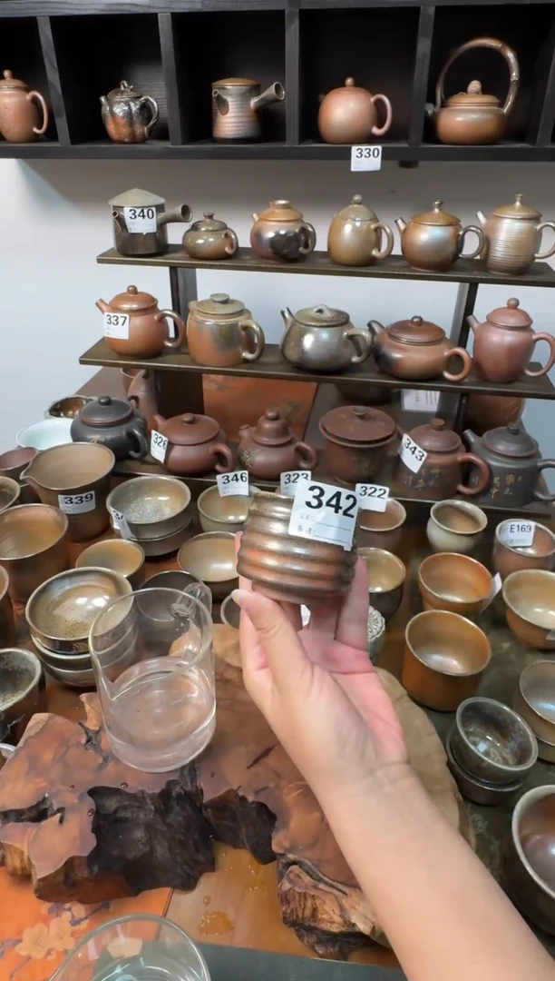 坭兴陶柴烧手拉螺旋纹主人杯