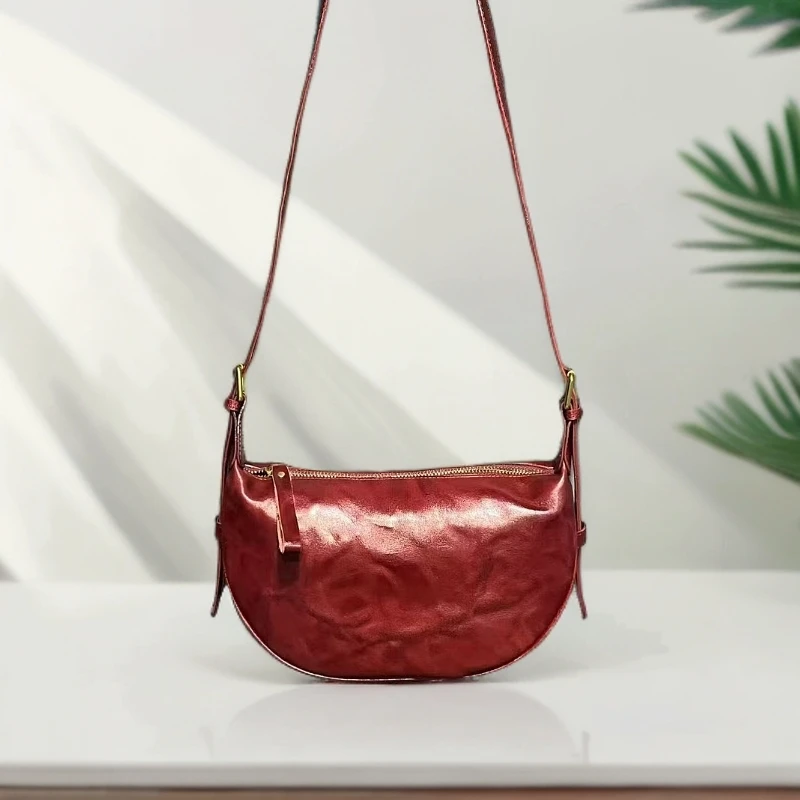 法式头层牛皮复古小众大容量设计斜挎夏季百搭软真皮大容量包包