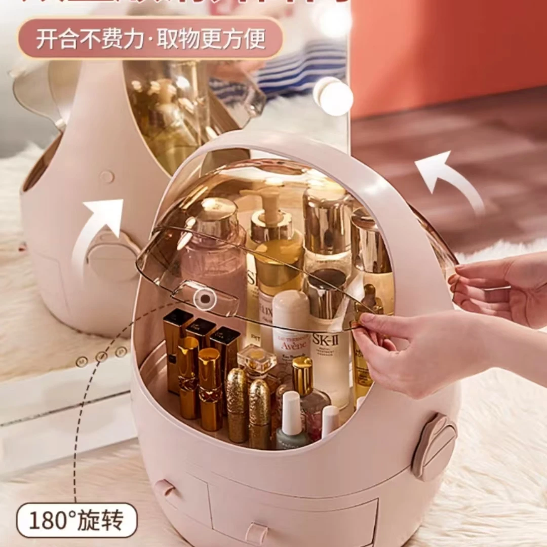 化妆品收纳盒新款大容量桌面梳妆台家用防尘护肤品口红化妆刷收纳
