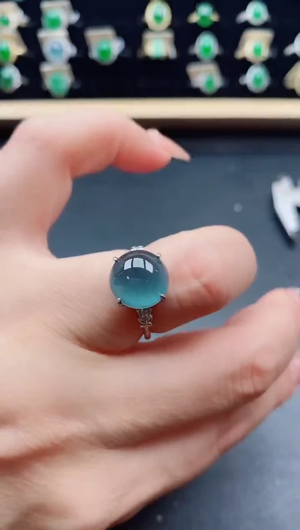 银S925镶嵌戒指翡翠1