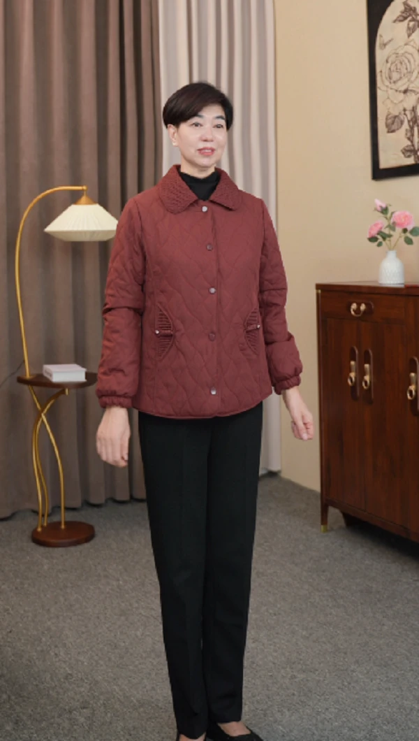 洋气妈妈秋装夹棉外套秋冬季中老年人女装轻薄棉衣棉服短款小棉袄