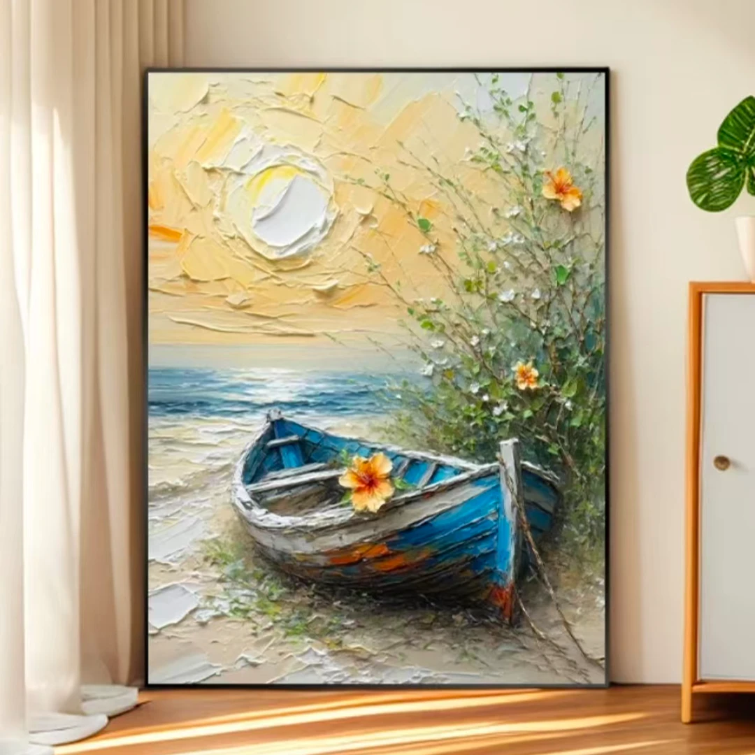 湖边落日风景客厅玄关走廊过道装饰画日暮房间挂画落地摆画L33