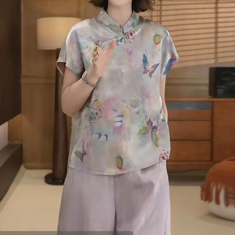 新中式国风提花时尚气质短袖衬衫女2025夏季新款洋气减龄上衣
