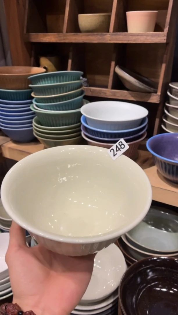 瓷片小*花248微瑕定白条纹面碗1个