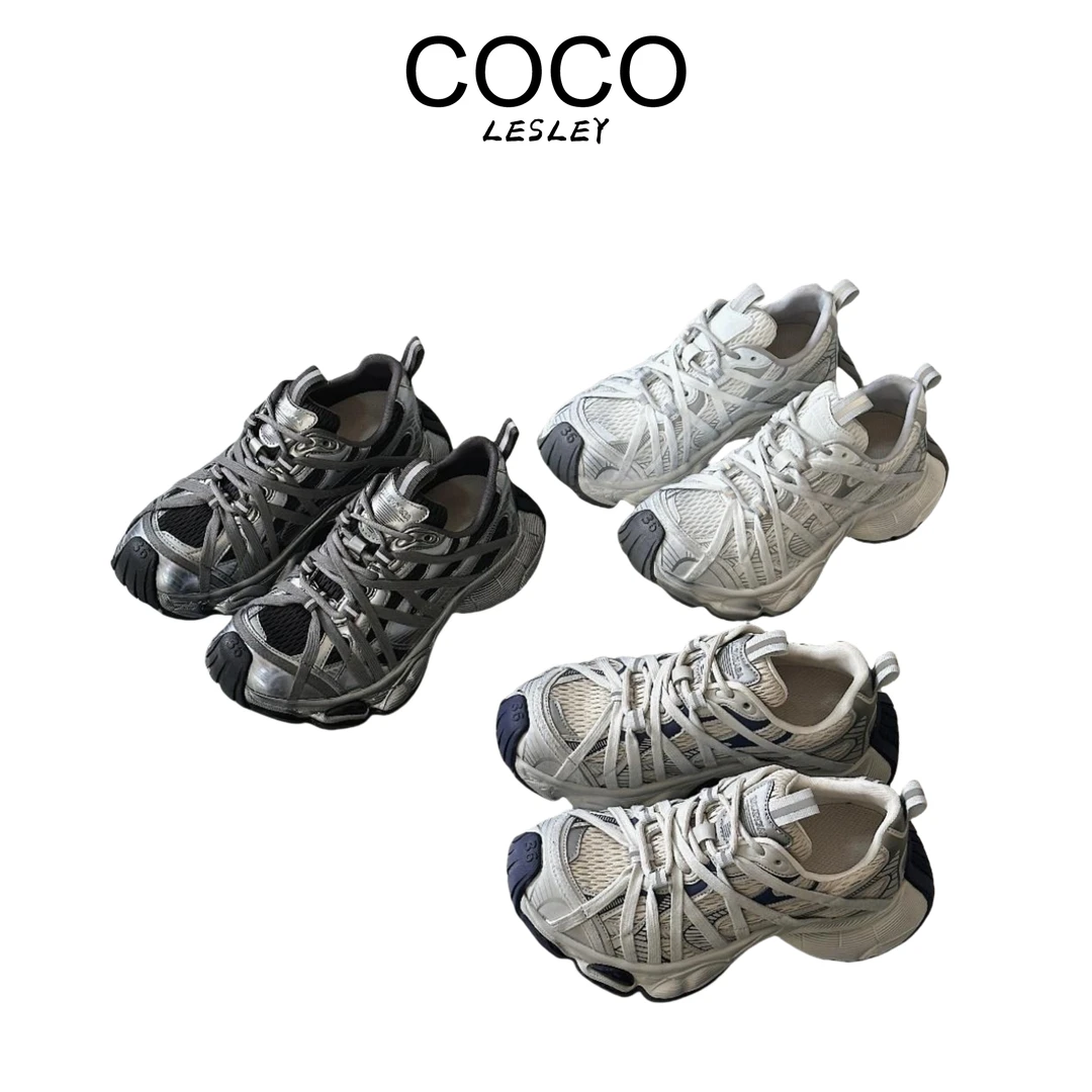 蛇年限定025开春新款小众设计款小个子百搭舒适休闲绷带老爹鞋女