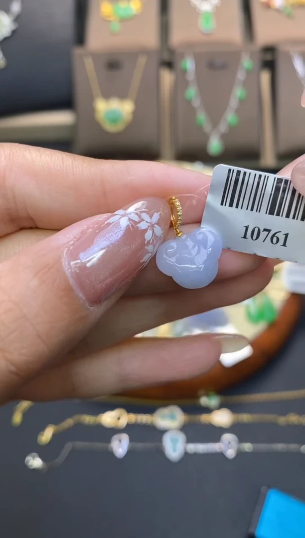 翡翠18K金镶嵌颈饰净货10761