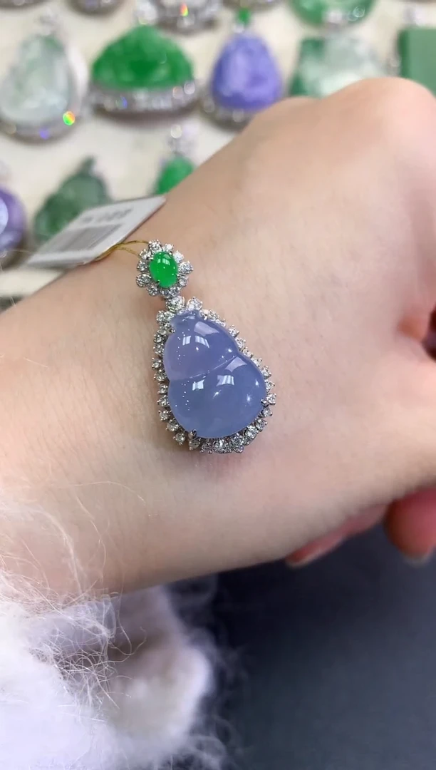 【闪购商品】翡翠颈饰18K金镶嵌B135  紫货有色差