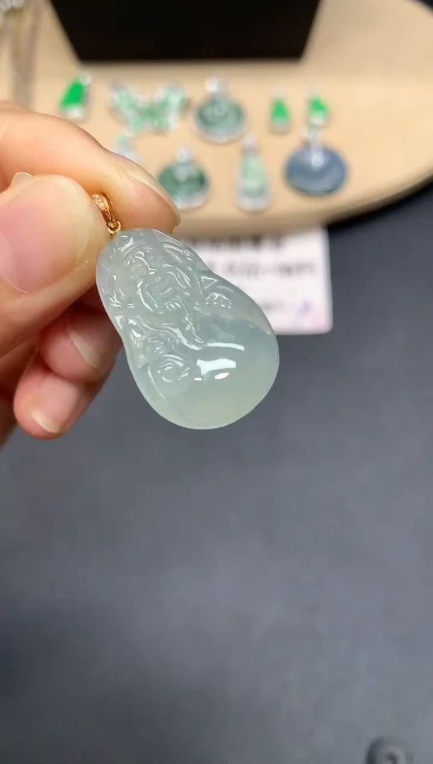 翡翠18K金镶嵌吊坠(不含链)财神爷【无服务费】