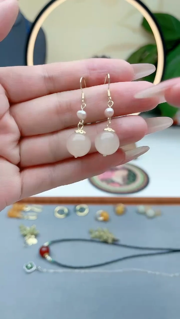 银S925镶嵌淡水珍珠耳饰660