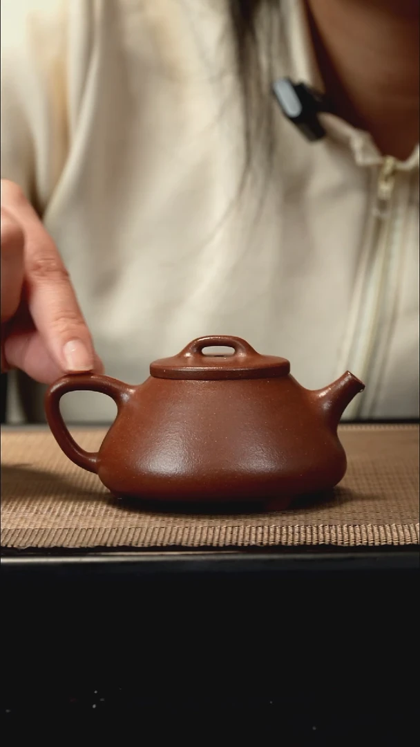 紫砂茶盏野山红泥心周瓢160CC