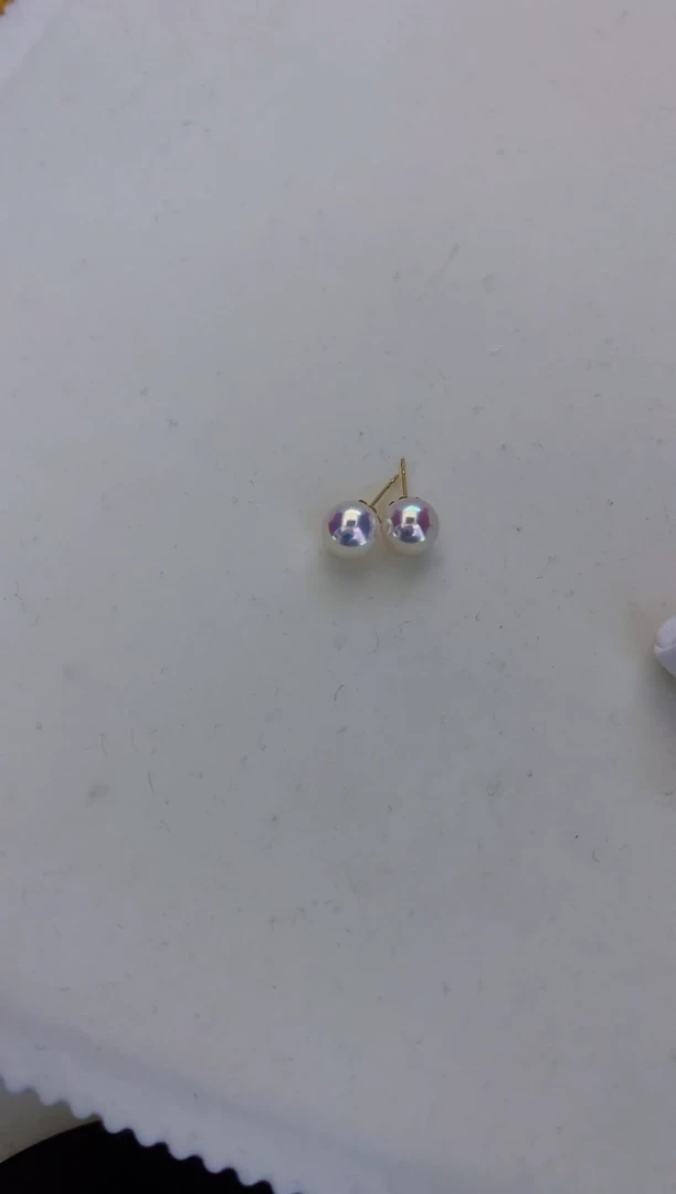 18K金镶嵌海水珍珠饰品8-8.5素钉定制