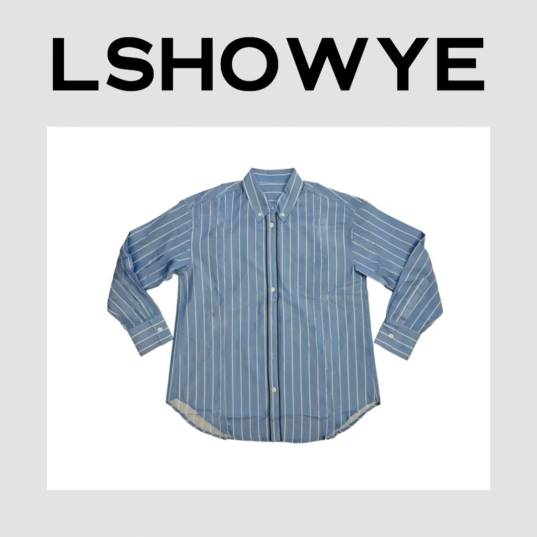 LSHOWYE｜珠链丝棉条纹衬衣 25-0090