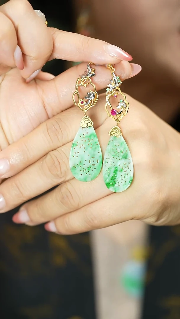 【闪购商品】翡翠耳饰银S925镶嵌支持48小时鉴赏