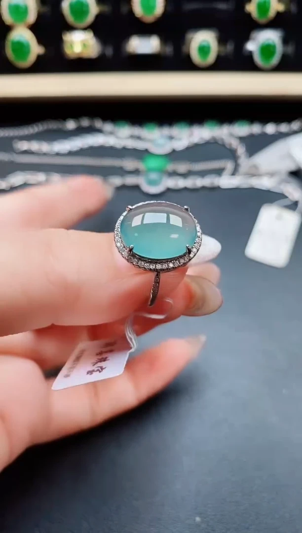翡翠戒指银S925镶嵌321312