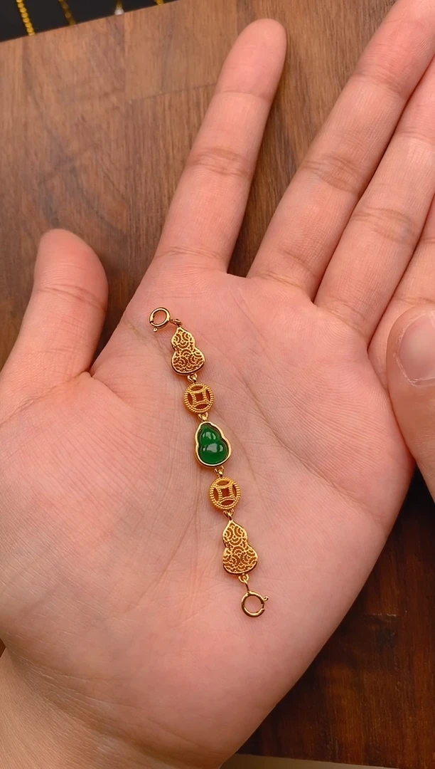 【闪购商品】翡翠吊坠(不含链)银S925镶嵌葫芦延长链；