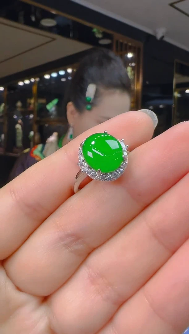 翡翠戒指银S925镶嵌003（多样性发其一）