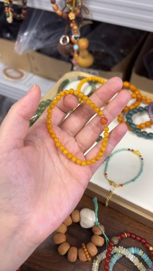 未镶嵌蜜蜡手链满蜜蜜蜡南红顶珠款手链[2903]