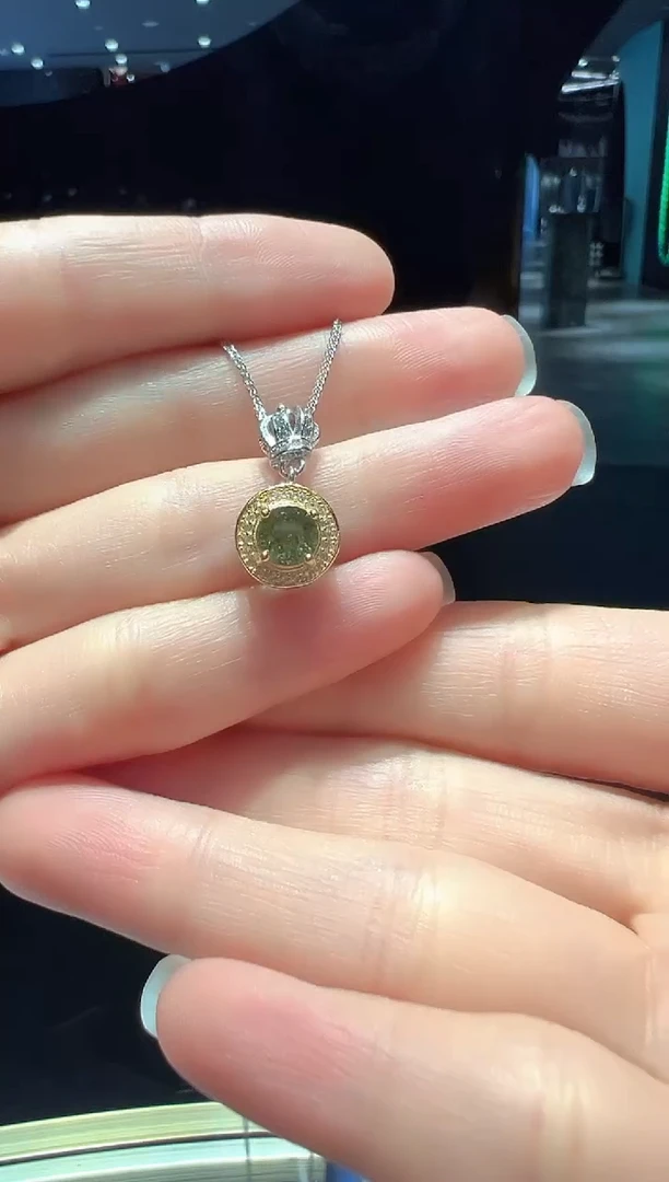 银S925镶嵌吊坠(赠链)碧玺10】