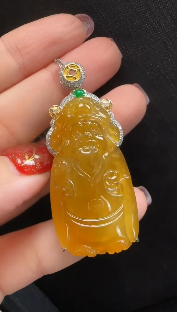 【闪购商品】翡翠颈饰18K金镶嵌121财神一个