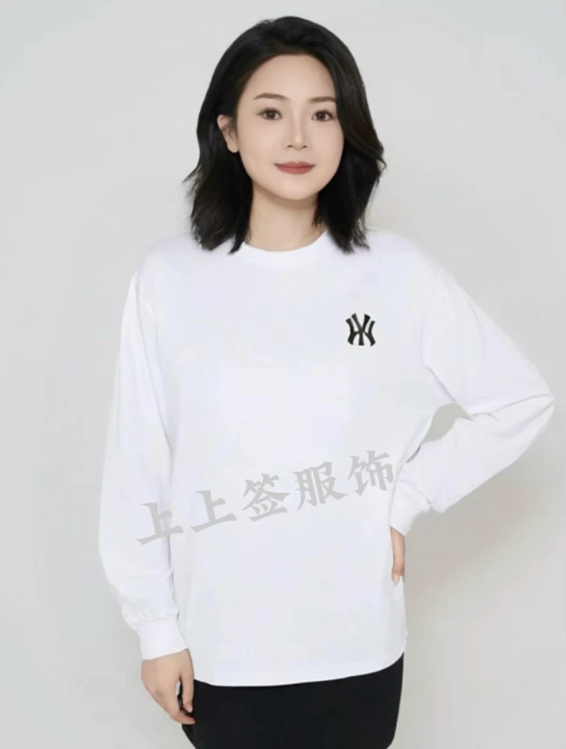【品牌正品】高级刺绣圆领秋衣男式长袖春秋季宽松百搭时尚情侣款