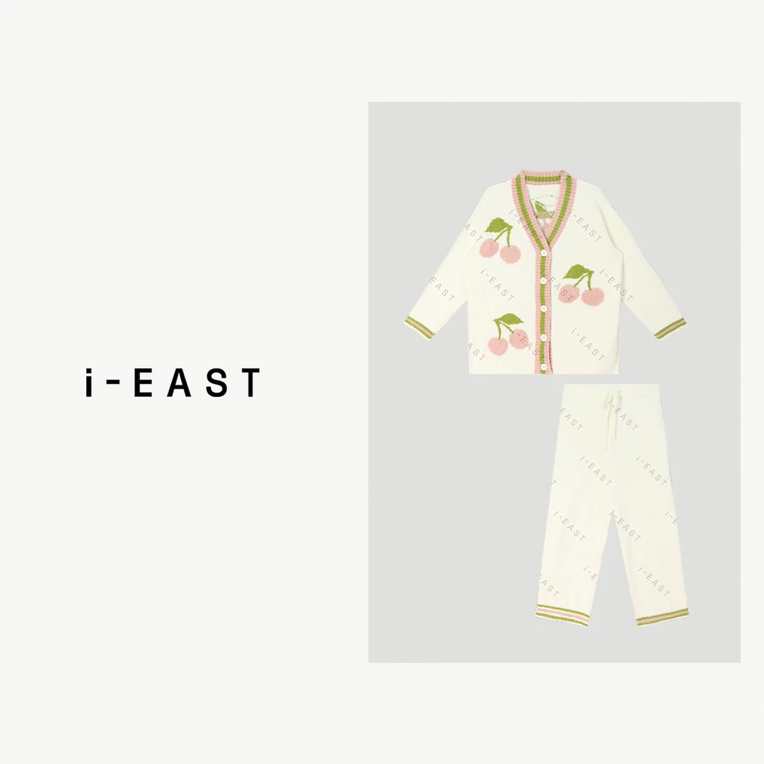 i-EAST 粉色小樱桃 ~可爱樱桃居家纽扣套装裤-4D TZ7831