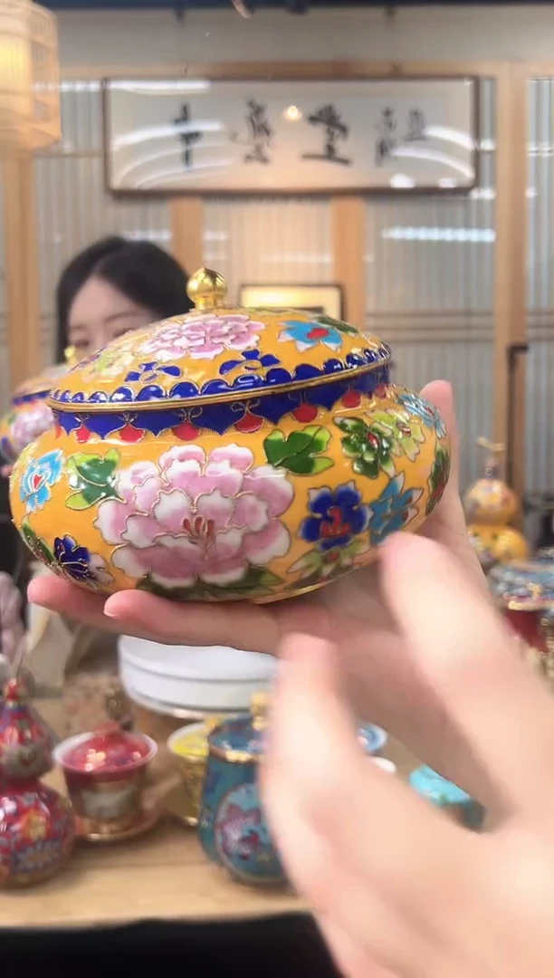 【闪购商品】景泰蓝花丝喜子罐6寸XZG002黄色