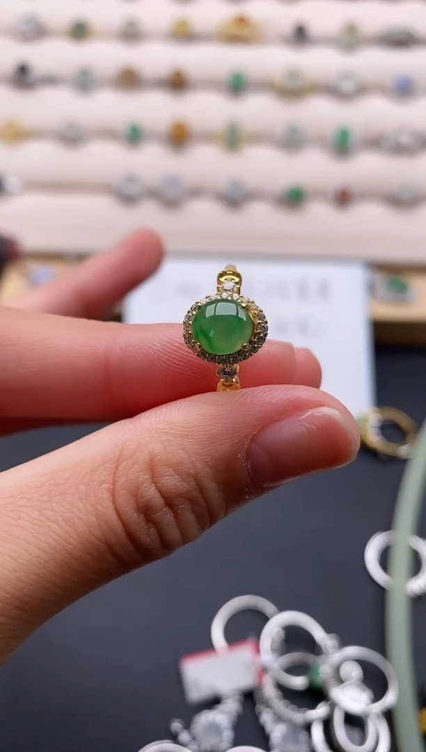 银S925镶嵌戒指翡翠1111111+4