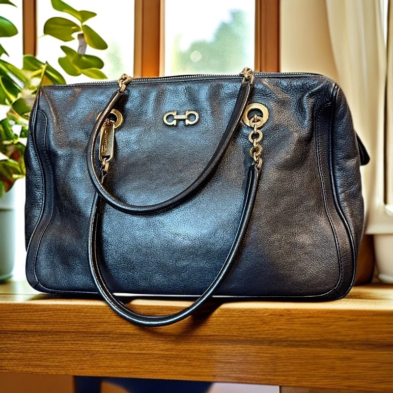 95新 FERRAGAMO/菲拉格慕 黑色单肩包 1226 2705