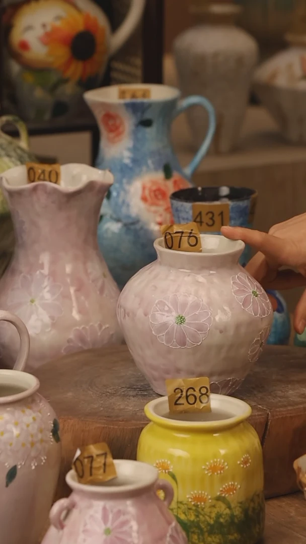陶瓷景德镇设计师手作花器摆件侘寂风@M076@