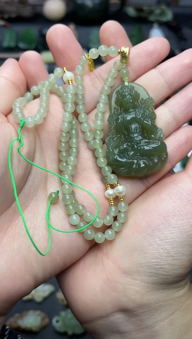 颈饰未镶嵌和田玉观音06