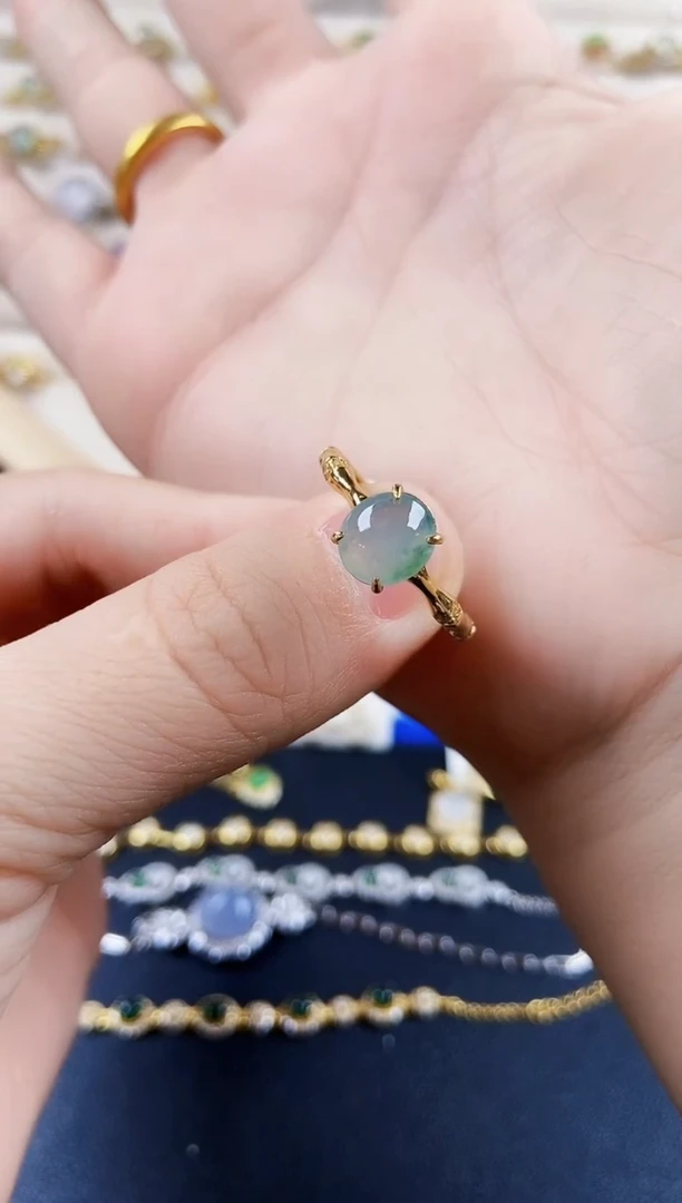 翡翠戒指银S925镶嵌56899