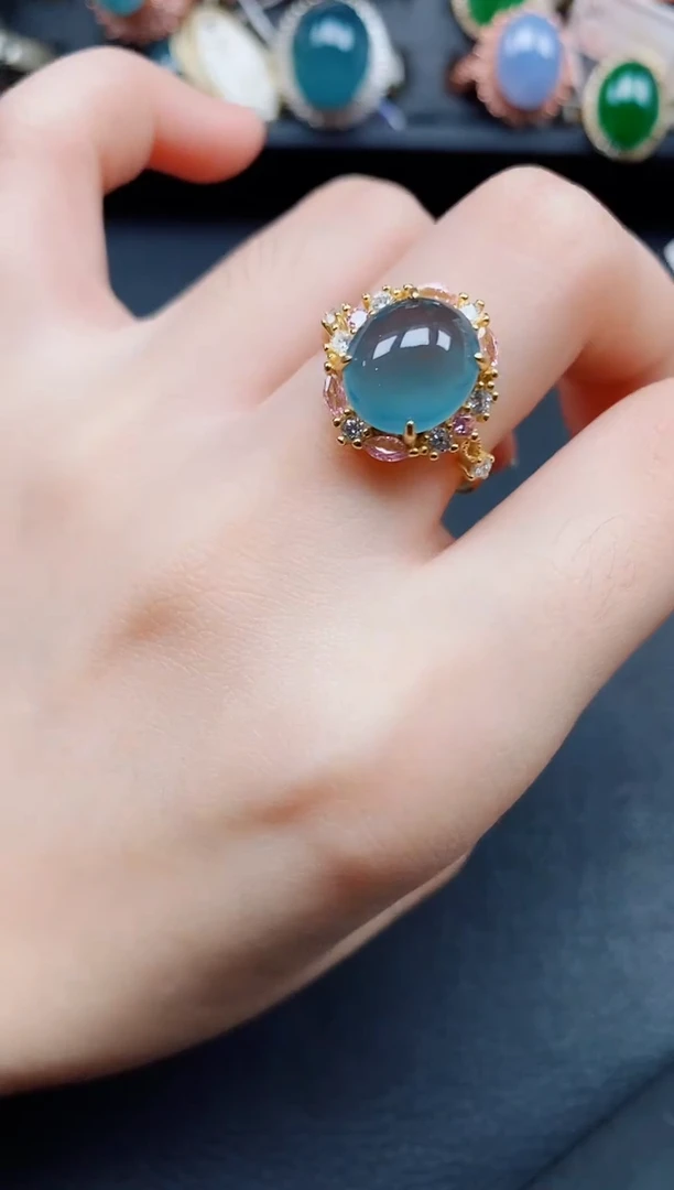 银S925镶嵌戒指翡翠翡翠