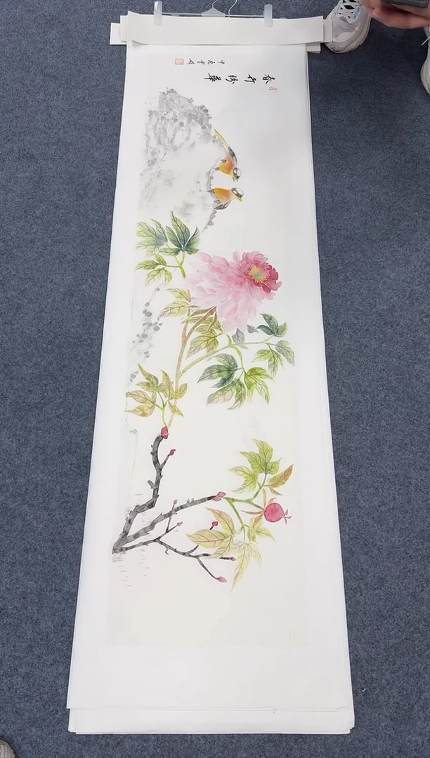 国画墨古牡丹手绘作品