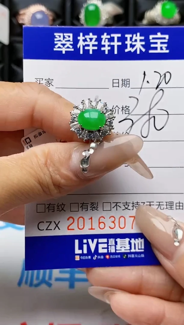 【闪购商品】翡翠戒指银S925镶嵌6307
