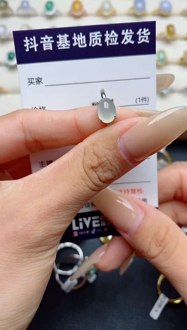 翡翠戒指银S925镶嵌.