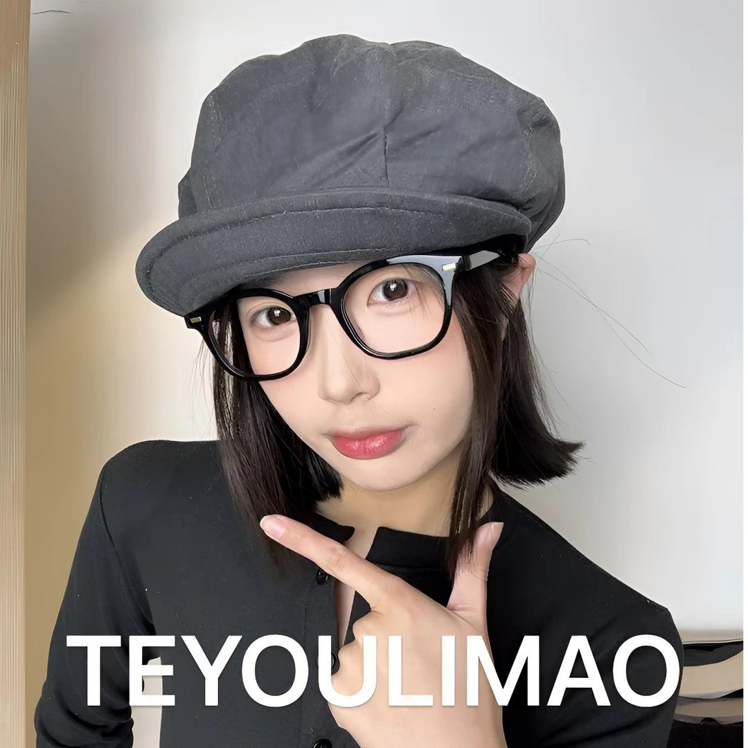 特有礼帽家早春自制水洗做旧英伦贝雷帽子女日系复古反带报童帽子