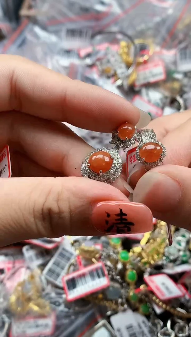 银S925镶嵌戒指翡翠天然A货缅甸翡翠