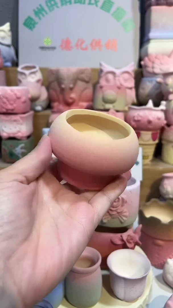 麦饭石粗陶多肉花盆6*5