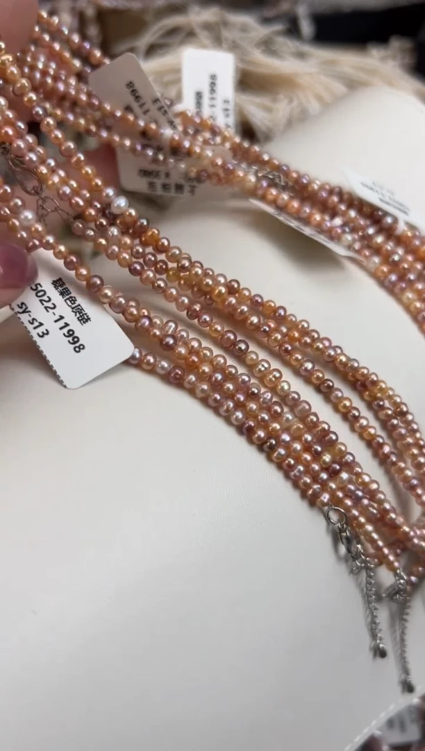 未镶嵌25淡水珍珠无核*强光糖果珍珠项链3-4mm左右（多样性发一）