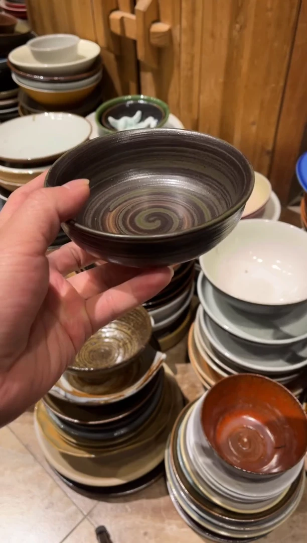 【闪购商品】瓷片791手刷棕咖反边小碗1个