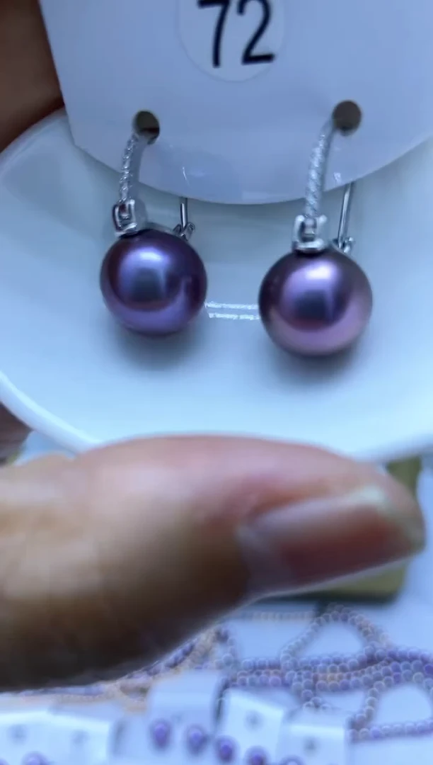 银S925镶嵌耳饰淡水珍珠72