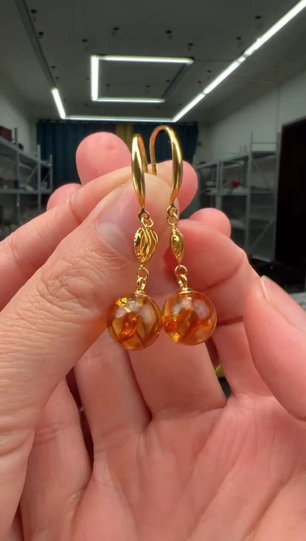 琥珀银S925镶嵌耳饰耳饰多样性拍一发一