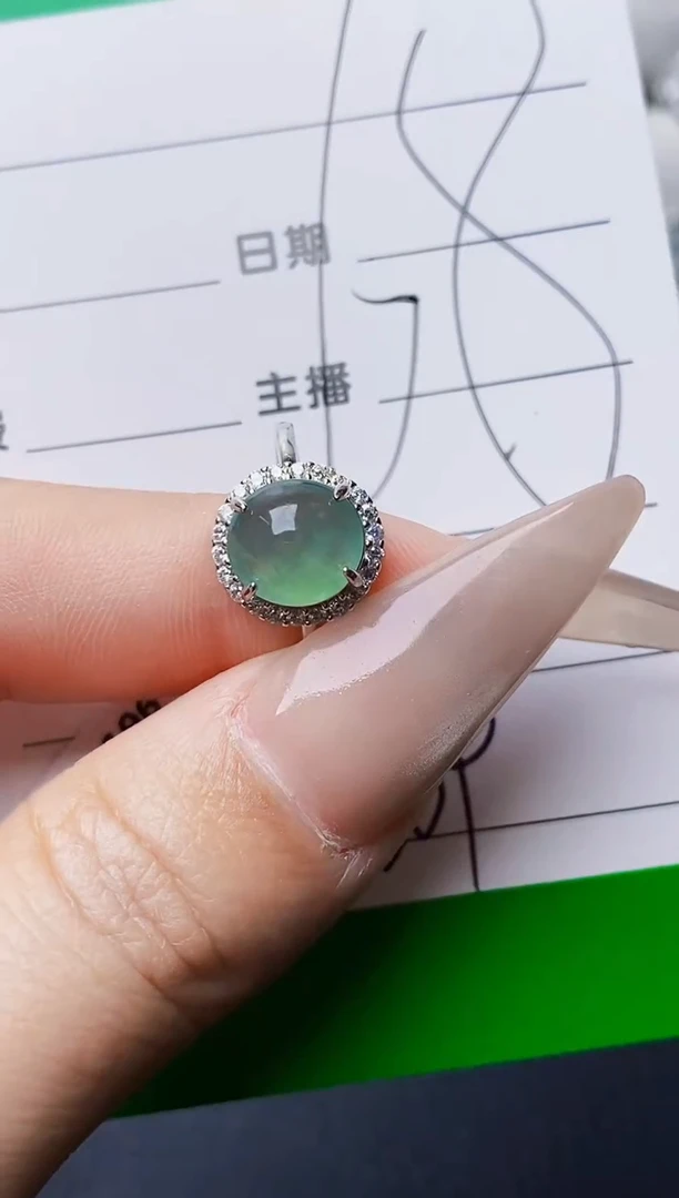 银S925镶嵌戒指翡翠7309