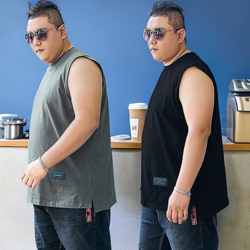 300斤以上背心夏季坎肩无袖t恤加肥加大大码男装200-300斤特大号