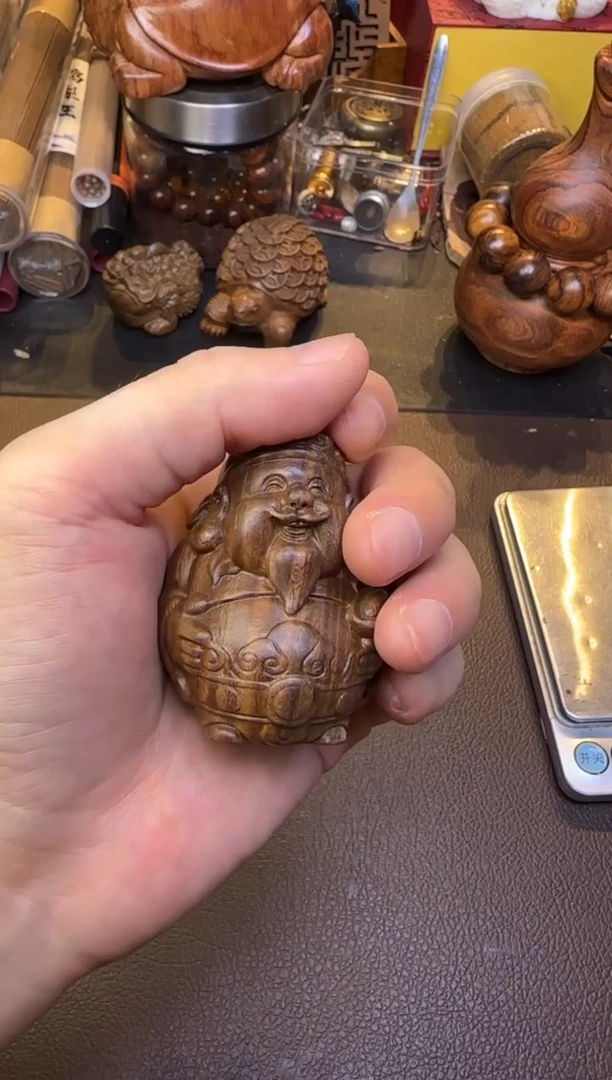 木绿檀财神手把件