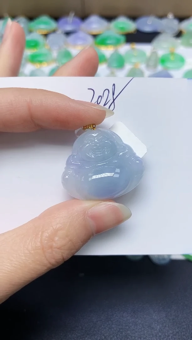 翡翠18K金镶嵌颈饰天然缅甸翡翠A货